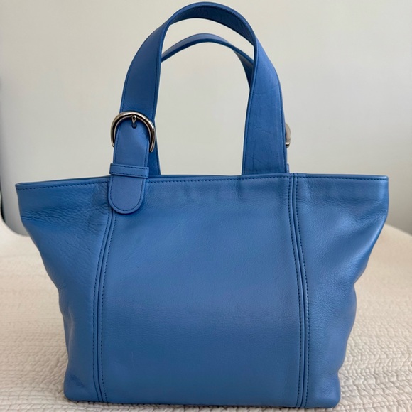 Coach Vintage Waverly Tote 4133 Blue Periwinkle Glovetanned Leather 1997 RARE - Picture 3 of 14